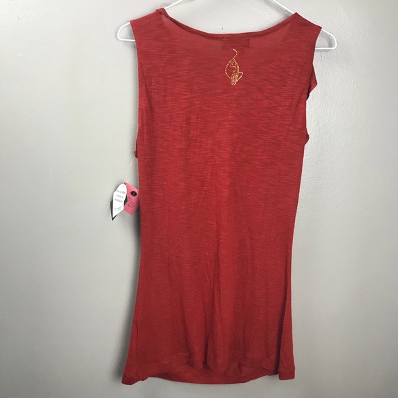 Baby Phat Burnt Orange Studded Sleeveless Blouse L - Picture 3 of 7